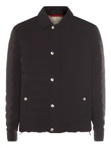 Пуховик на пуговицах Brunello Cucinelli, синий