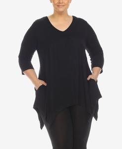 Топ-туника больших размеров с v-образным вырезом и ампирным вырезом White Mark, черный