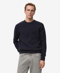 Мужской вязаный свитер из шерстяной смеси MANGO, Navy