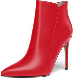 Женские ботильоны WAYDERNS с боковой молнией, заостренным носком, матовыми, на шпильке, 4 дюйма, Red
