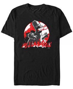 Мужская футболка с короткими рукавами The Simpsons Red Moon Godzilla Homer Fifth Sun, черный