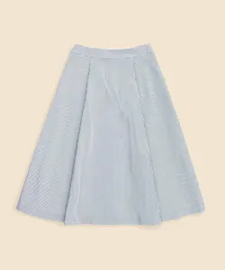 Хлопковая полосатая юбка-миди с круглым вырезом из сирсакера Brooks Brothers, цвет White X Blue