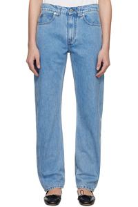 Джинсы с зауженным силуэтом и эффектом скрученного кроя Jw Anderson, синий