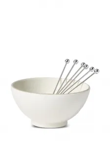 Набор из шести коктейльных шпажек из посеребренной стали Brunello Cucinelli, серебряный