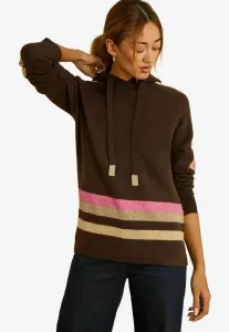 Свитер с капюшоном стандартного кроя Love & Roses, Chocolate Brown Multi Lurex Stripe