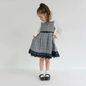 Платье в клетку «Глен» с кружевной каймой Branshes, цвет Gray