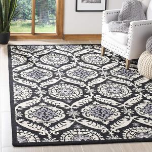 Ковер SAFAVIEH, 161 x 252 см, Chelsea Collection, Black & Ivory, ручное плетение, французский кантри из шерсти, идеален для помещений с высокой проходимостью в гостиной, спальне (HK356A)