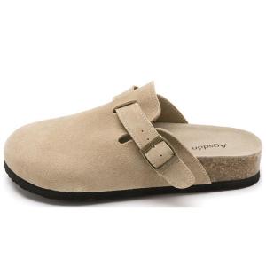 Женские тапочки с закрытым носком AGSDON, каштановые [на флисовой подкладке]