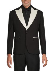 Современный крой смокингового пиджака с контрастными лацканами Karl Lagerfeld Paris, черный