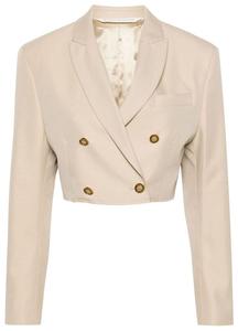 Укороченный блейзер Palm Angels Buttons, бежевый