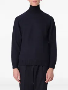Свитер с воротником-гольф и рукавами реглан Paolo Pecora, синий