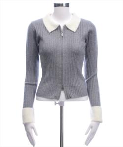 Трикотажный топ с коротким воротником и рукавами, двойной застежкой-молнией и ребристой вязкой ≪Новинка сезона осень-зима≫