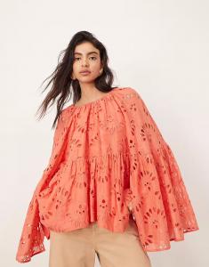 Свободный топ из органзы, вышитый шитьем, розовый Arrange