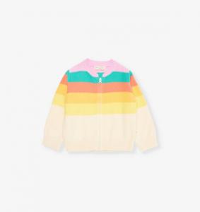 Кардиган из органического хлопка с радужной вязкой «Барнакл» на 2–3 года The Bonnie Mob, розовый