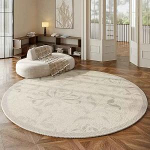 AOVOC Ковер круглый 140 см диаметр, для гостиной/спальни, кремовый, французский стиль, Xiangyuan-Round