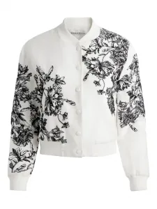 Бомбер Keri с цветочной вышивкой Alice + Olivia, белый