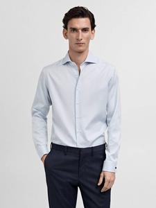 Хлопковая рубашка Masnou Slim Fit Mango, Pastel Blue