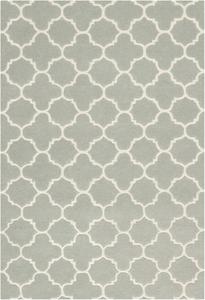 Ковер ручной работы SAFAVIEH, 122 x 183 см, Chatham Collection Grey/Ivory CHT717E с узором кватрефойл и решеткой из премиальной шерсти