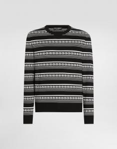 Шелковый пуловер с круглым вырезом и логотипом Dolce & Gabbana, мультиколор