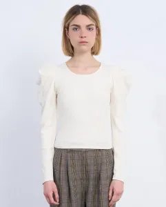 Женский топ с длинными рукавами и приспущенными плечами Lili Sidonio, белый