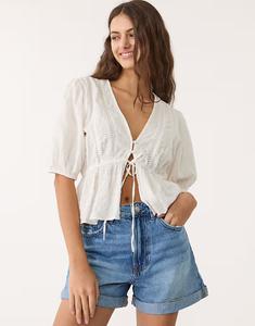 Шорты Stradivarius D83 mom в средне-синем цвете