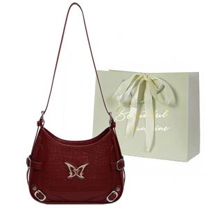 JIANGLIDA Плечевая сумка байкера Полумесяц сумка Женская сумка через плечо, Burgundy