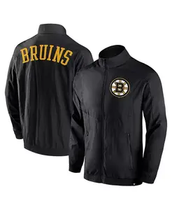 Мужская черная ветровка Boston Bruins Step Up Crinkle Raglan на молнии Fanatics