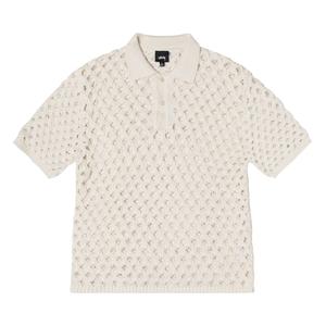Свитер-поло Stussy в крупную сетку, цвет Слоновая кость