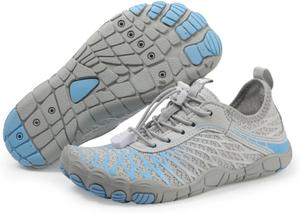 Детская обувь для походов Hike Footwear HF Barefoot - гибкие, легкие, с нулевым перепадом хода кроссовки для ходьбы и бега, минималистичные кроссовки для мальчиков и девочек, широкая посадка, быстро сохнущие, для спорта и повседневной носки, серый