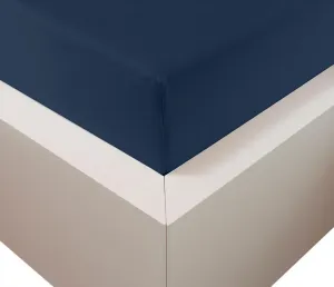 Простыня из тонкого трикотажа Premium Plus 90-120 x 200-220 см, темно-синяя, 260 г/м², 47,5 % хлопок мако, 47,5 % лиоцелл, 5 % эластан. Traumschloss