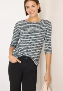 Gestreiftes рваный топ с длинными рукавами Cecil, Grün