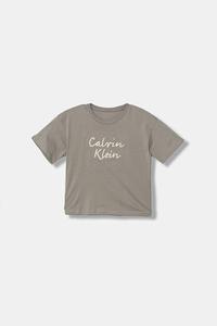 Детская хлопковая футболка Calvin Klein Jeans, серый