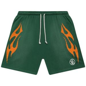 Шорты Hellstar Flame Shorts Green, зеленый
