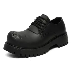 Низкие повседневные туфли унисекс с амортизацией, износостойкие, увеличивающие рост SOBB, Black Men'S