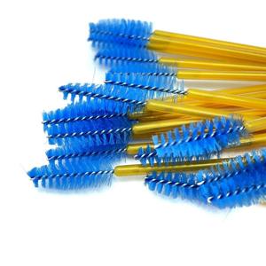 ForMe, щеточка для ресниц, нейлон, золотая ручка, синяя щетина (упаковка 50 шт.)