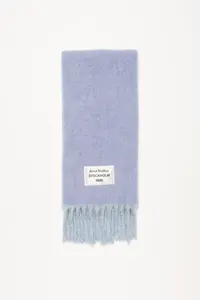 Этикетка с логотипом шарфа с бахромой Acne Studios, Blue/light blue