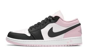 Jordan Air 1 Ink Pink Leather Cushioning, Wear Resistant Low top Basketball Shoes Women's Black Pink