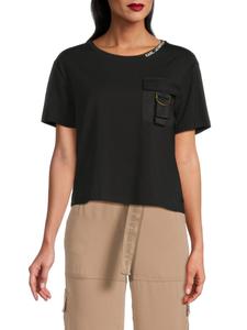 Футболка из хлопковой смеси с карманом Karl Lagerfeld Paris, черный