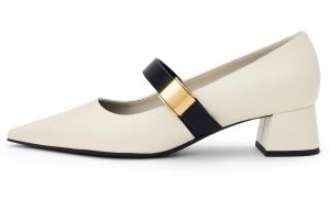 CHARLES&KEITH Мэри Джейн на массивном каблуке Small Ck 4 см женские мелово-белые экрю, цвет Ecru