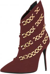 Женские ботильоны FSJ Chic на высокой шпильке с острым носком из искусственной замши с металлическими цепочками, короткие ботинки, изящная обувь для коктейля, размеры 4-16 US, Crimson