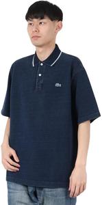 Мужская рубашка-поло LACOSTE в рубчик, подобранная по цвету, цвета индиго