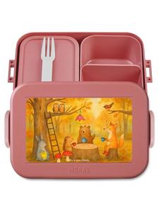 Mr. & Mrs. Panda Дизайн бенто-бокса с изображением лесных животных для пикника, выполненный в пастельно-красных тонах (без лишних слов)