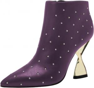 Женские ботильоны YDN с заостренным носком и заклепками, модные высокие каблуки, боковая молния, зимние короткие ботинки, размеры 4-16 US, Purple
