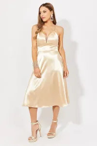 Атласное праздничное платье длиной до колена KRISP, розовое золото