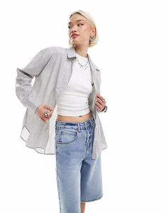 Рубашка с застежкой на пуговицы из микроклетчатого сирсакера Cotton On