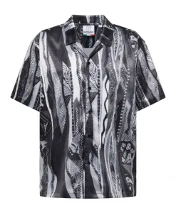 Вязаная рубашка с принтом, классическая элегантность, современный дизайн. Carlo Colucci, черный