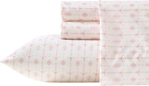 Wrangler Комплект постельного белья односпальный, розовый в полоску с головой быка, ультрамягкий и немнущийся, в комплекте: простыня, натяжная простыня с глубокими карманами, наволочка.