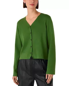 Кардиган с V-образным вырезом и пуговицами спереди Whistles, зеленый