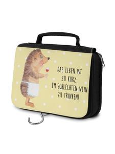 Mr. & Mrs. Panda Косметичка в виде ежика с вином и надписью пастельно-желтого цвета