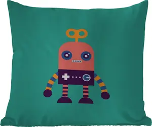 Подушка для улицы - Робот - Игрушка - Лицо - Розовый - Мальчики - Дети - 45 x 45 см - Водонепроницаемая - Подушка для отдыха - Фотоподушка - Декоративная подушка MuchoWow